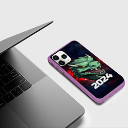 Чехол iPhone 11 Pro матовый Злой дракон 2024, цвет: 3D-фиолетовый — фото 2