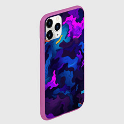 Чехол iPhone 11 Pro матовый Яркие кислотная разноцветные пятна в виде камуфляж, цвет: 3D-фиолетовый — фото 2