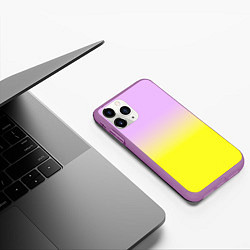 Чехол iPhone 11 Pro матовый Бледно-розовый и ярко-желтый градиент, цвет: 3D-фиолетовый — фото 2