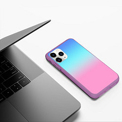 Чехол iPhone 11 Pro матовый Синий и голубо-розовый градиент, цвет: 3D-фиолетовый — фото 2