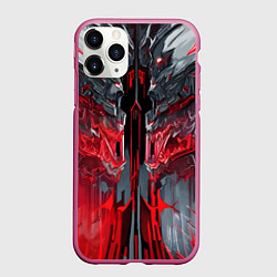 Чехол iPhone 11 Pro матовый Каменная адская броня красная, цвет: 3D-малиновый