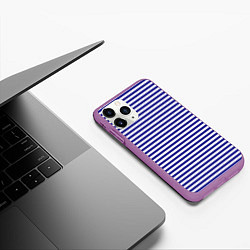 Чехол iPhone 11 Pro матовый Тельняшка моряка, цвет: 3D-фиолетовый — фото 2