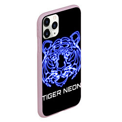 Чехол iPhone 11 Pro матовый Tiger neon art, цвет: 3D-розовый — фото 2