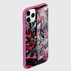 Чехол iPhone 11 Pro матовый Адский доспех в царапинах, цвет: 3D-фиолетовый — фото 2