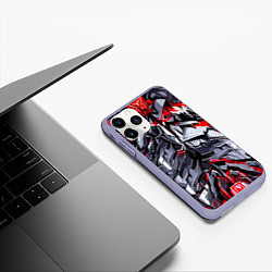 Чехол iPhone 11 Pro матовый Адская красная броня, цвет: 3D-светло-сиреневый — фото 2