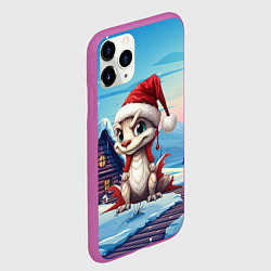 Чехол iPhone 11 Pro матовый Новогодний дракон в красной шапочке 2024 год, цвет: 3D-фиолетовый — фото 2