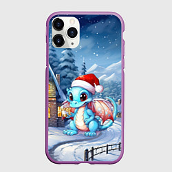 Чехол iPhone 11 Pro матовый Синий маленький дракон, цвет: 3D-фиолетовый