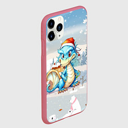 Чехол iPhone 11 Pro матовый Дракон новогодний праздничный 2024, цвет: 3D-малиновый — фото 2