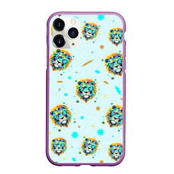 Чехол iPhone 11 Pro матовый Лев мозаика, цвет: 3D-фиолетовый