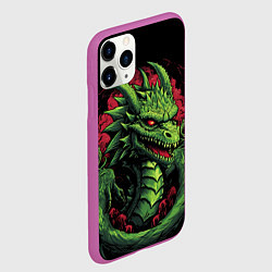 Чехол iPhone 11 Pro матовый Зеленый яркий неоновый дракон 2024 год, цвет: 3D-фиолетовый — фото 2