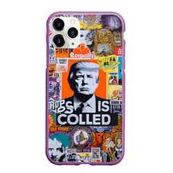 Чехол iPhone 11 Pro матовый Donald Trump - american сollage, цвет: 3D-фиолетовый