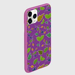 Чехол iPhone 11 Pro матовый Веточки и листья, цвет: 3D-фиолетовый — фото 2
