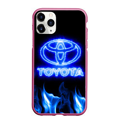 Чехол iPhone 11 Pro матовый Toyota neon fire, цвет: 3D-малиновый