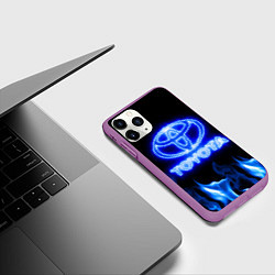 Чехол iPhone 11 Pro матовый Toyota neon fire, цвет: 3D-фиолетовый — фото 2