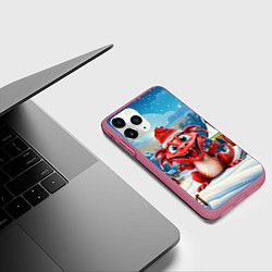 Чехол iPhone 11 Pro матовый Дракон милый новогодний 2024 символ года, цвет: 3D-малиновый — фото 2