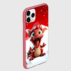 Чехол iPhone 11 Pro матовый Дракон милый новогодний 2024 символ года, цвет: 3D-малиновый — фото 2