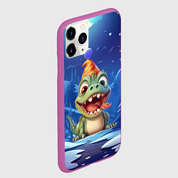 Чехол iPhone 11 Pro матовый Маленький счастливый дракон, цвет: 3D-фиолетовый — фото 2
