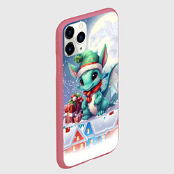 Чехол iPhone 11 Pro матовый Новогодний дракон 2024, цвет: 3D-малиновый — фото 2