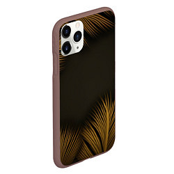 Чехол iPhone 11 Pro матовый Тонкие золотые листья на черном фоне, цвет: 3D-коричневый — фото 2