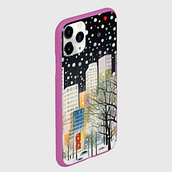 Чехол iPhone 11 Pro матовый Новогодний ночной город, цвет: 3D-фиолетовый — фото 2