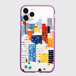 Чехол iPhone 11 Pro матовый День в новогоднем городе, цвет: 3D-фиолетовый