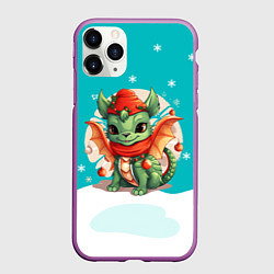 Чехол iPhone 11 Pro матовый Малыш милый дракон 2024, цвет: 3D-фиолетовый