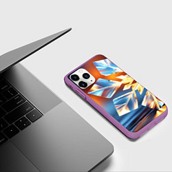 Чехол iPhone 11 Pro матовый Реалистичная снежинка на теплом фоне, цвет: 3D-фиолетовый — фото 2
