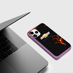 Чехол iPhone 11 Pro матовый Chevrolet лого шторм, цвет: 3D-фиолетовый — фото 2