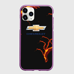 Чехол iPhone 11 Pro матовый Chevrolet лого шторм, цвет: 3D-фиолетовый