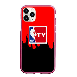 Чехол iPhone 11 Pro матовый NBA sport flame, цвет: 3D-малиновый