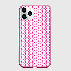 Чехол iPhone 11 Pro матовый Полосы из сердечек, цвет: 3D-малиновый