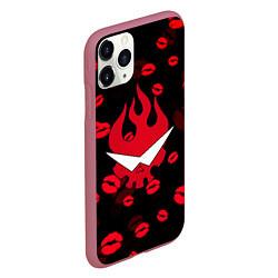 Чехол iPhone 11 Pro матовый Гуррен-Лаганн love pattern, цвет: 3D-малиновый — фото 2