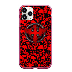 Чехол iPhone 11 Pro матовый Thirty Seconds to Mars skull pattern, цвет: 3D-малиновый