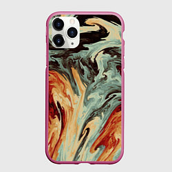 Чехол iPhone 11 Pro матовый Песчаные волны, цвет: 3D-малиновый
