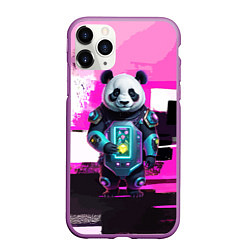 Чехол iPhone 11 Pro матовый Funny panda - cyberpunk, цвет: 3D-фиолетовый