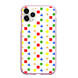 Чехол iPhone 11 Pro матовый Разноцветные геометрические фигурки, цвет: 3D-розовый