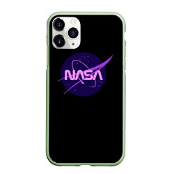 Чехол iPhone 11 Pro матовый NASA neon space, цвет: 3D-салатовый