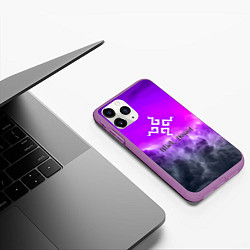Чехол iPhone 11 Pro матовый Black desert mmorpg steel abstraction, цвет: 3D-фиолетовый — фото 2