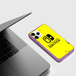 Чехол iPhone 11 Pro матовый Nintendo switch краски на жёлтом, цвет: 3D-фиолетовый — фото 2