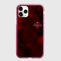 Чехол iPhone 11 Pro матовый Painkiller flame game kill retro, цвет: 3D-малиновый