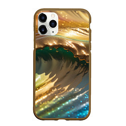 Чехол iPhone 11 Pro матовый Перламутровые блестящие волны радужных цветов, цвет: 3D-коричневый