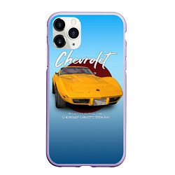 Чехол iPhone 11 Pro матовый Американский маслкар Chevrolet Corvette, цвет: 3D-светло-сиреневый