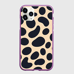 Чехол iPhone 11 Pro матовый Пятнышки леопарда, цвет: 3D-фиолетовый