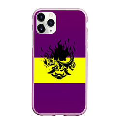 Чехол iPhone 11 Pro матовый Cyberpunk 2077 stripes, цвет: 3D-розовый