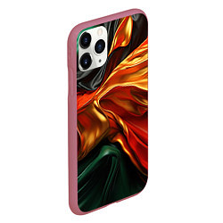 Чехол iPhone 11 Pro матовый Оранжевая и зеленый абстракция, цвет: 3D-малиновый — фото 2