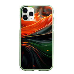 Чехол iPhone 11 Pro матовый Оранжевая и зеленый абстракция, цвет: 3D-салатовый