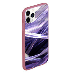 Чехол iPhone 11 Pro матовый Фиолетовые прозрачные полосы, цвет: 3D-малиновый — фото 2