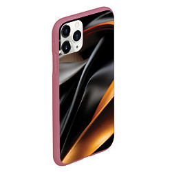 Чехол iPhone 11 Pro матовый Черная и оранжевая материя, цвет: 3D-малиновый — фото 2