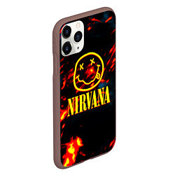 Чехол iPhone 11 Pro матовый Nirvana rock огненное лого лава, цвет: 3D-коричневый — фото 2