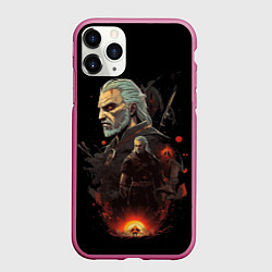 Чехол iPhone 11 Pro матовый Ведьмак Геральт из Ривии, цвет: 3D-малиновый